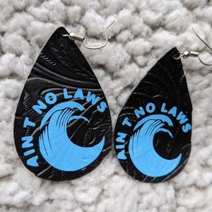 Aint No Laws faux leather earrings